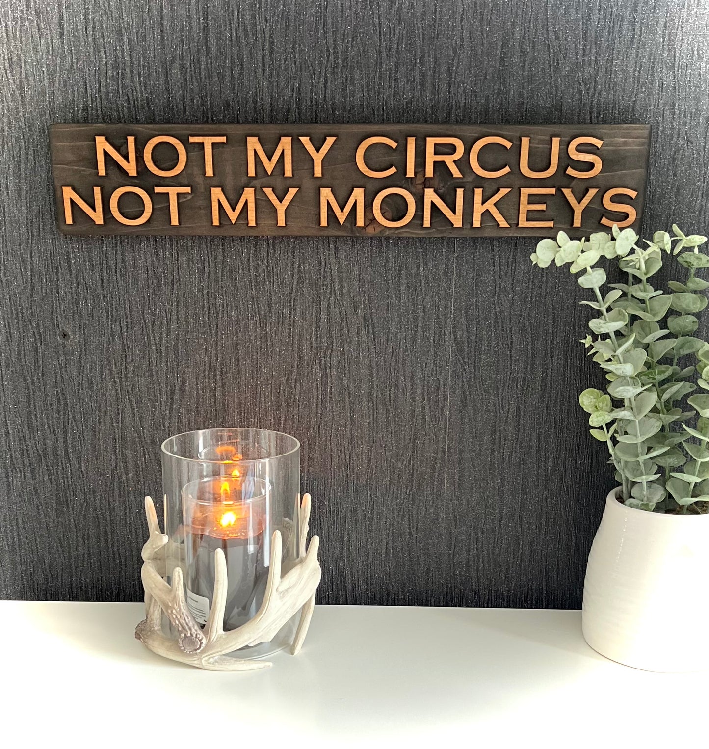 Reclaimed Wooden Wall Sign “Not My Circus Not My Monkeys”