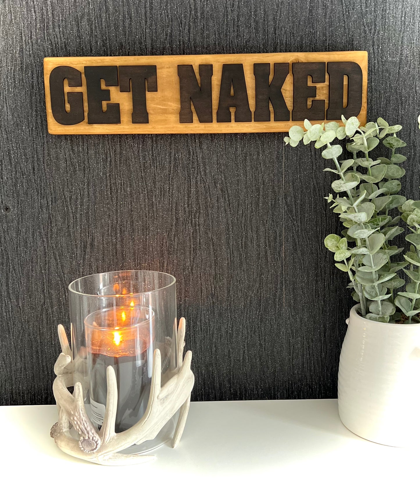 Reclaimed Wooden Wall Sign “Get Naked”