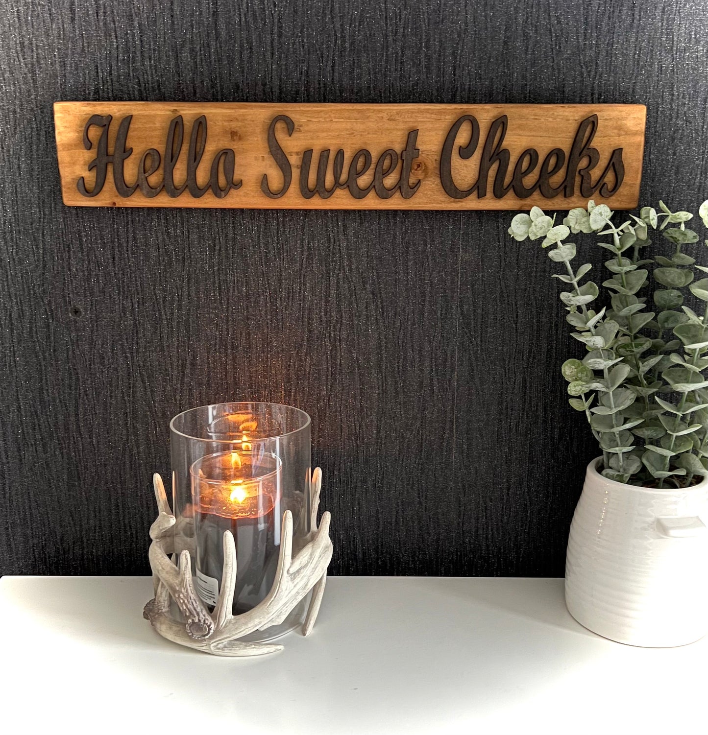 Reclaimed Wooden Wall Sign “Hello Sweet Cheeks”